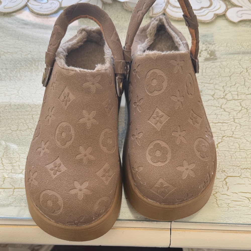 Brown Monogrammed Slip-On Shoes